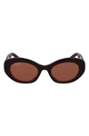 Ferragamo 53mm Polarized Oval Sunglasses In Brown/brown Solid