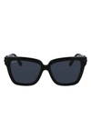 Ferragamo 57mm Polarized Rectangular Sunglasses In Black