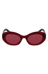 Ferragamo 53mm Polarized Oval Sunglasses In Red/red Solid