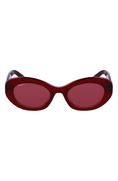 Ferragamo 53mm Polarized Oval Sunglasses In Red/red Solid