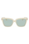 Ferragamo 57mm Polarized Rectangular Sunglasses In Ivory