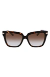 Ferragamo 57mm Polarized Rectangular Sunglasses In Tortoise/brown Gradient