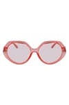 Ferragamo 58mm Polarized Modified Oval Sunglasses In Transparent Coral
