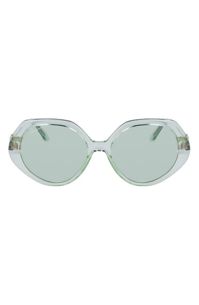 Ferragamo 58mm Polarized Modified Oval Sunglasses In Green/green Solid