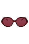 Ferragamo 58mm Polarized Modified Oval Sunglasses In Red/red Solid