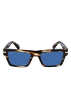 Ferragamo 54mm Polarized Rectangular Sunglasses In Striped Tortoise