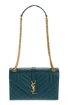 Saint Laurent Medium Cassandra Quilted Leather Envelope Bag In Blue