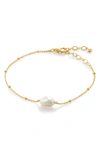Monica Vinader Nura Cultured Pearl Bracelet In 18ct Gold Vermeil/ Ss