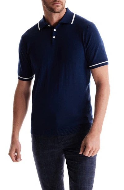 Soft Cloth Pacific Tipped Cotton & Silk Jersey Polo In Sky Captain
