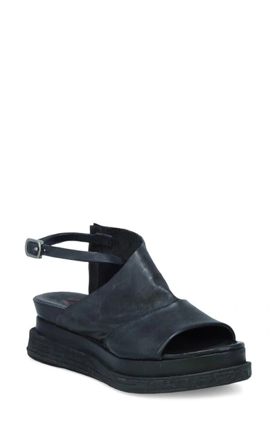 A.s.98 Lira Asymmetric Platform Sandal In Black