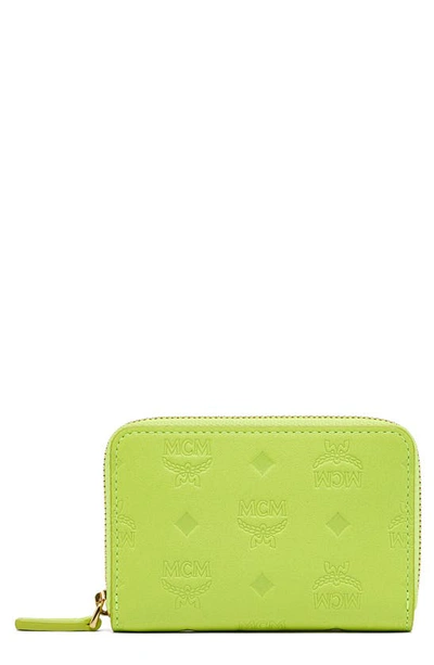 Mcm Aren X-small Wallet In Acid Lime