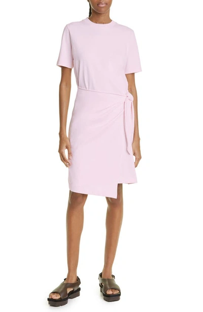Vince Side Tie Cotton T-shirt Dress In Rosewater