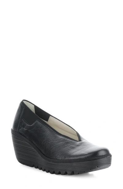 Fly London Yoza Wedge Ballet Shoe In Black