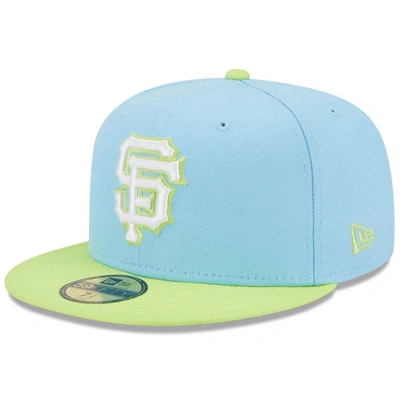 New Era Men's  Light Blue, Neon Green San Francisco Giants Spring Color Two-tone 59fifty Fitted Hat In Light Blue,neon Green