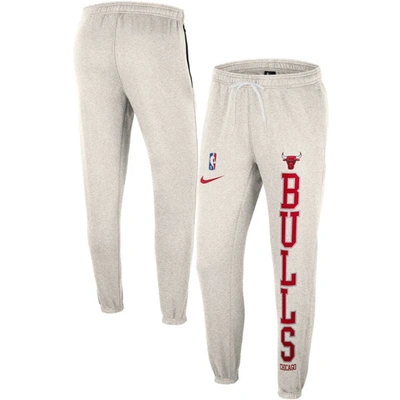 Nike Men's Ash, Red Chicago Bulls 75th Anniversary Courtside Fleece Pants In Ash,red