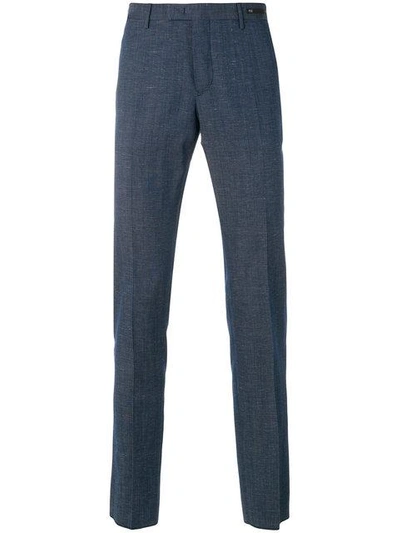 Pt01 Skinny Chambray Trousers In Blue