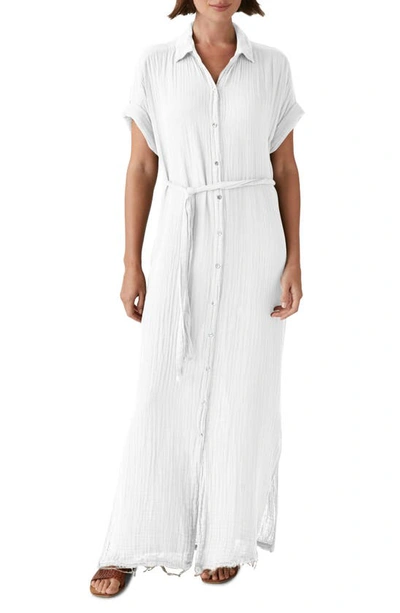 Michael Stars Allen Gauze Shirt Dress In White