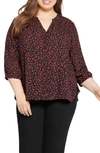 Nydj High-low Crepe Blouse In Floriston