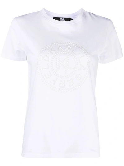 Karl Lagerfeld Embossed Logo-print T-shirt In White