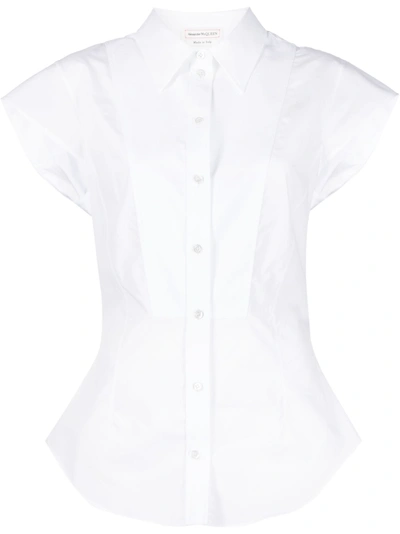 Alexander Mcqueen Cap-sleeve Cotton Shirt In White