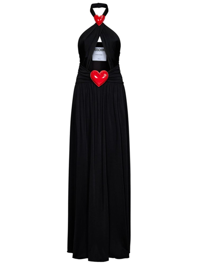 Moschino Inflatable Heart Halterneck Gown In Black