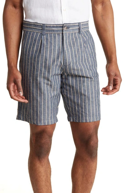 Slate & Stone Stripe Print Shorts In Navy Brown Stripe