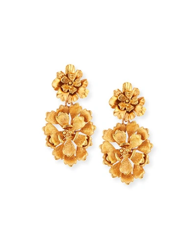 Oscar De La Renta Blooming Bold Flower Drop Clip Earrings In Gold