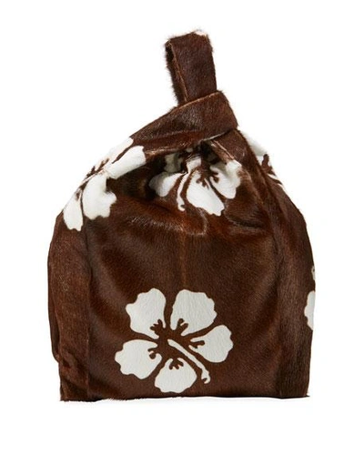 Simonetta Ravizza Furrissima Hibiscus Calf Hair Shopper Tote Bag In Brown/white