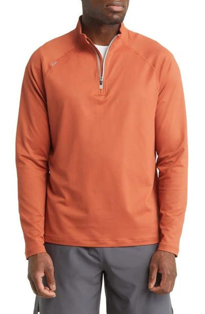 Rhone Session Quarter Zip Pullover In Baked Clay