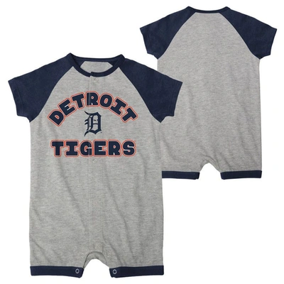 Outerstuff Babies' Infant  Heather Gray Detroit Tigers Extra Base Hit Raglan Full-snap Romper