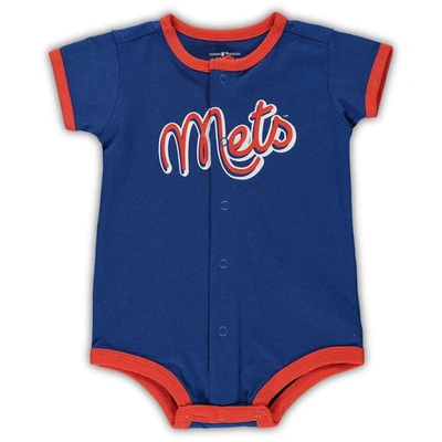 Outerstuff Babies' Newborn And Infant Boys And Girls Royal New York Mets Stripe Power Hitter Romper