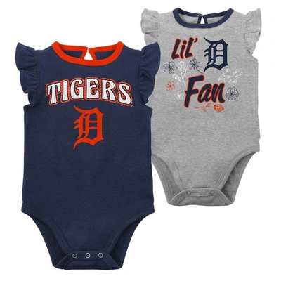 Outerstuff Babies' Infant Navy/heather Gray Detroit Tigers Little Fan Two-pack Bodysuit Set