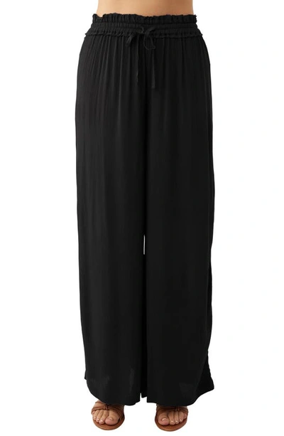 O'neill Ninette Drawstring Wide Leg Pants In Black