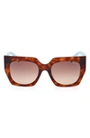Emilio Pucci 52mm Square Sunglasses In Blonde Havana/ Gradient Brown
