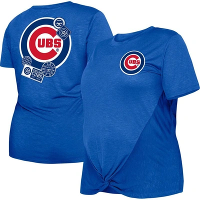 New Era Royal Chicago Cubs Plus Size Two-hit Front Knot T-shirt