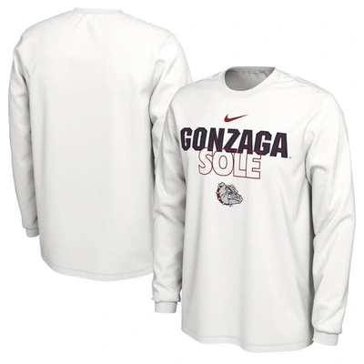 Nike White Gonzaga Bulldogs On Court Long Sleeve T-shirt