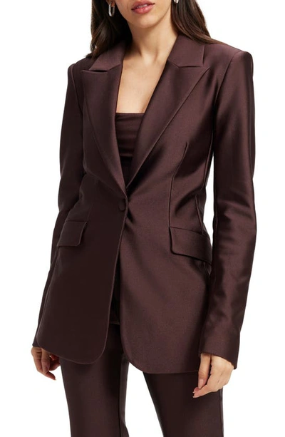 Good American High Shine Compression Sculpted Blazer In Chocolate