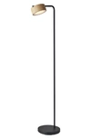 Adesso Lighting Roman Led Floor Lamp In Black / Natural Wood