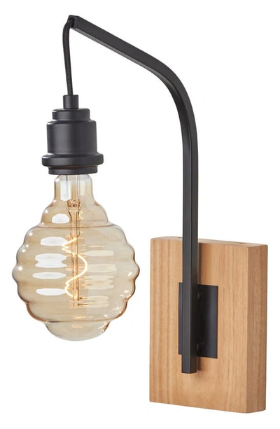 Adesso Lighting Wren Wall Sconce In Natural Wood With Black Finish