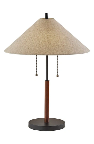 Adesso Lighting Palmer Table Lamp In Black / Walnut Wood