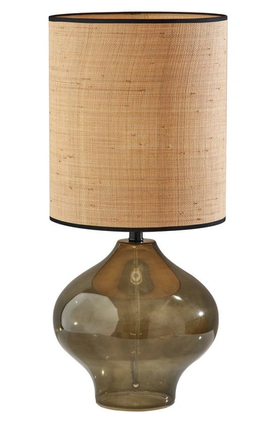 Adesso Lighting Emma Large Table Lamp In Dark Green Glass / Black Neck