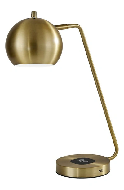 Adesso Lighting Emerson Charging Desk Lamp In Antique Brass