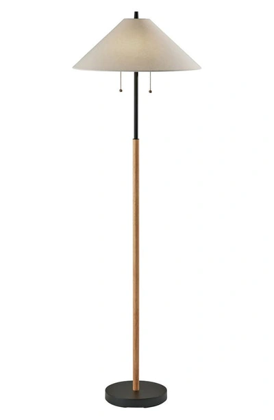 Adesso Lighting Palmer Floor Lamp In Black / Natural Wood