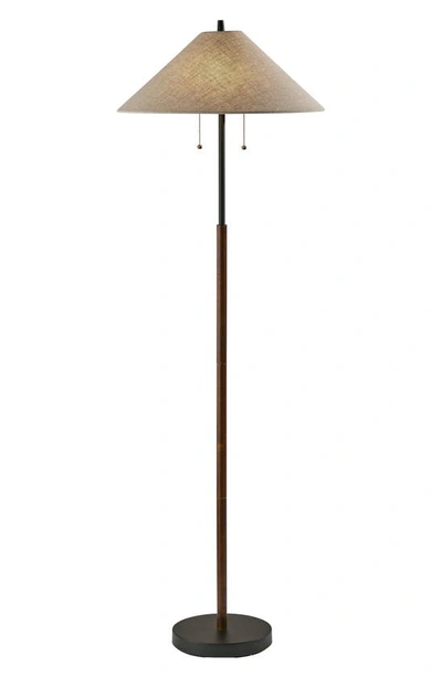 Adesso Lighting Palmer Floor Lamp In Black / Walnut Wood