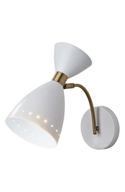 Adesso Lighting Oscar Wall Light In White W. Antique Brass Accents