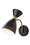 Adesso Lighting Oscar Wall Light In Black W. Antique Brass Accents