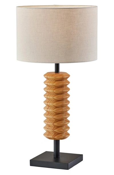 Adesso Lighting Judith Table Lamp In Natural Wood With Black Finish