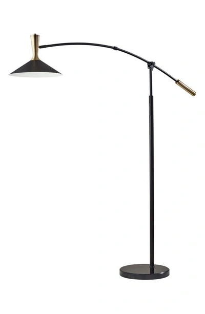 Adesso Lighting Bradley Led Arc Lamp In Black W. Antique Brass Accents