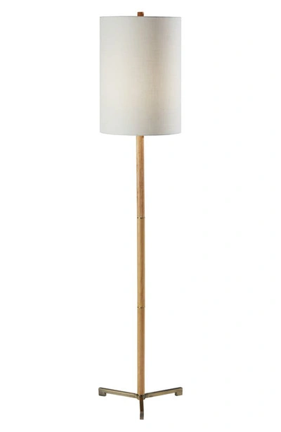 Adesso Lighting Maddox Floor Lamp In Natural Wood / Antique Brass