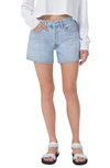 Agolde Parker Long Relaxed Organic Cotton Denim Shorts In Twister